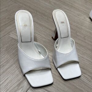 Zara Elegant White Heeled Sandals